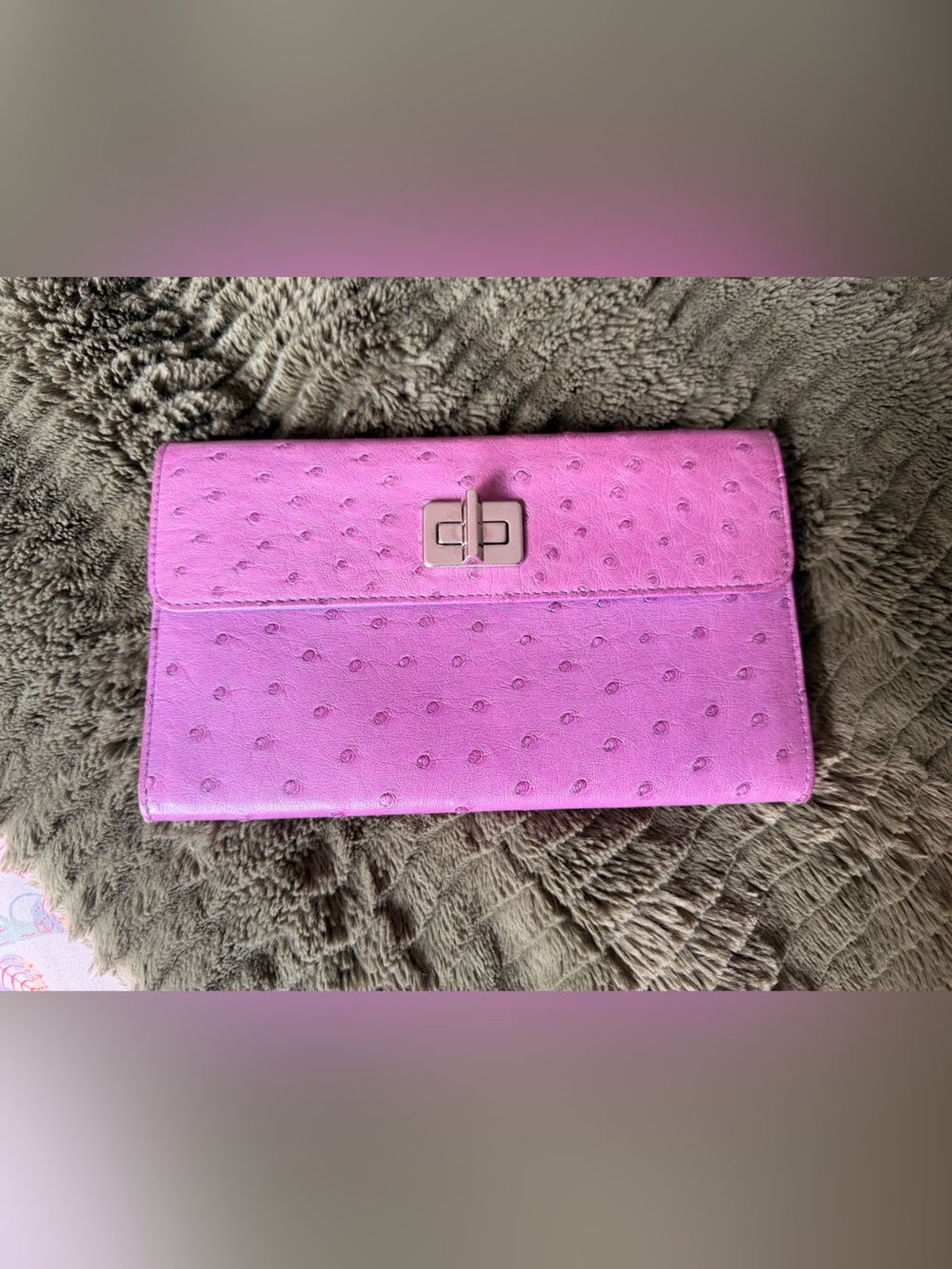 Prada Purple Ostrich Leather Clutch